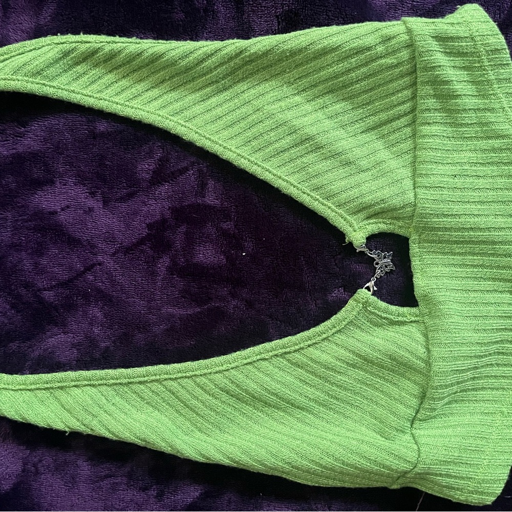Vibrant Green Ribbed Knit Top